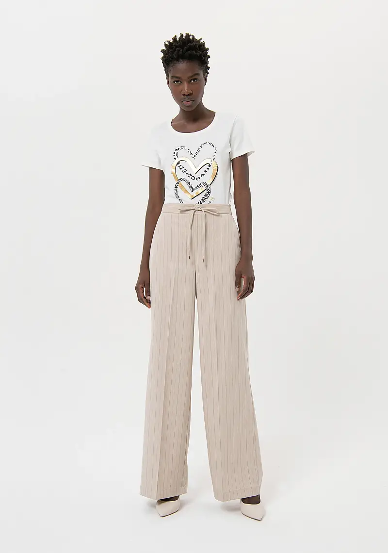 Pantaloni a palazzo flare gessati