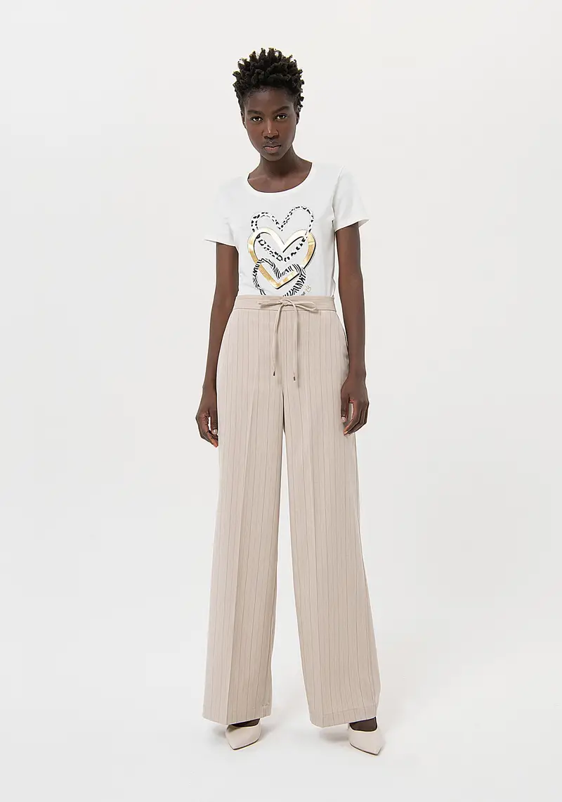 Pantaloni a palazzo flare gessati