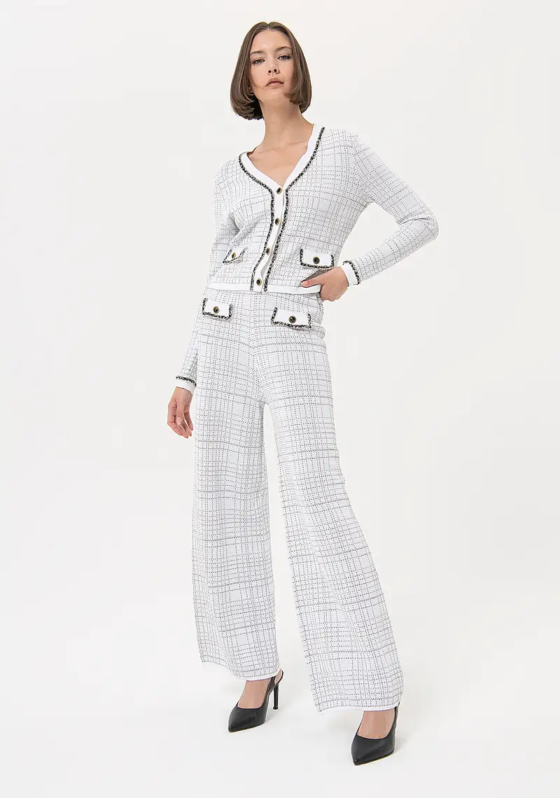 Pantaloni a palazzo flare in jacquard