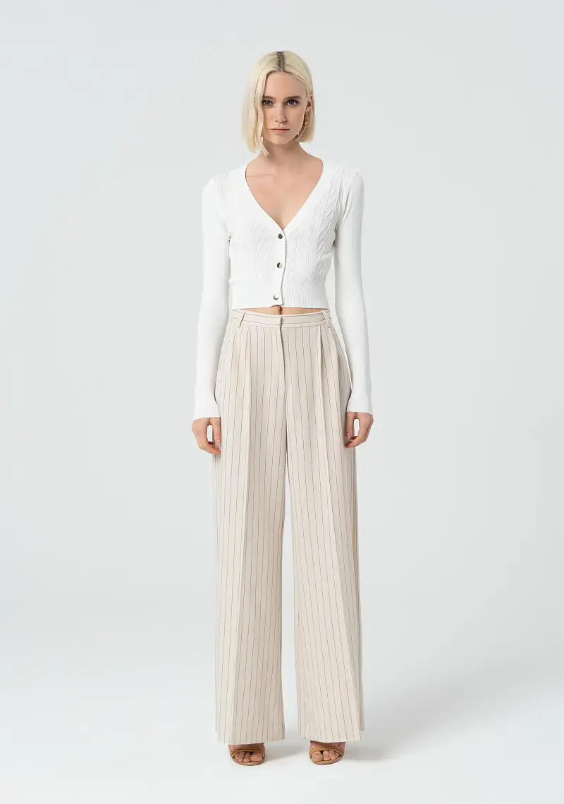 Pantaloni a palazzo in tessuto gessato