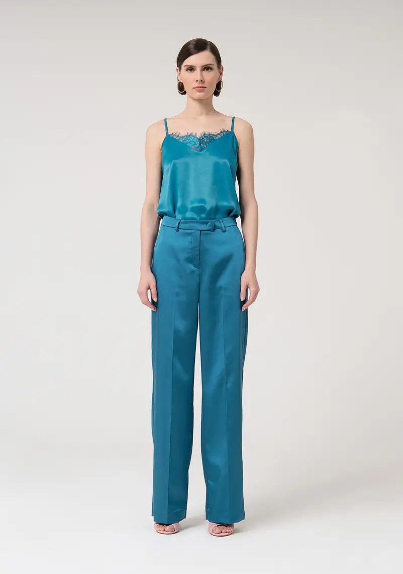 Pantaloni a palazzo regular in raso