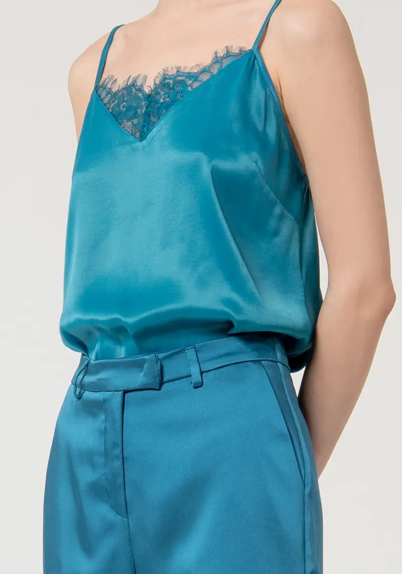 Pantaloni a palazzo regular in raso miniatura 2