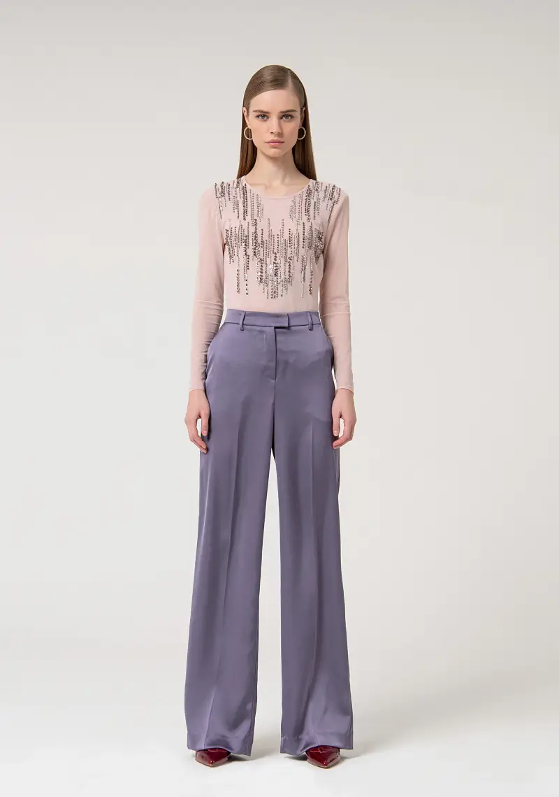 Pantaloni a palazzo regular in raso