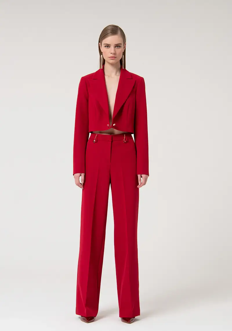 Fracomina Pantaloni a palazzo rossi in tessuto stretch