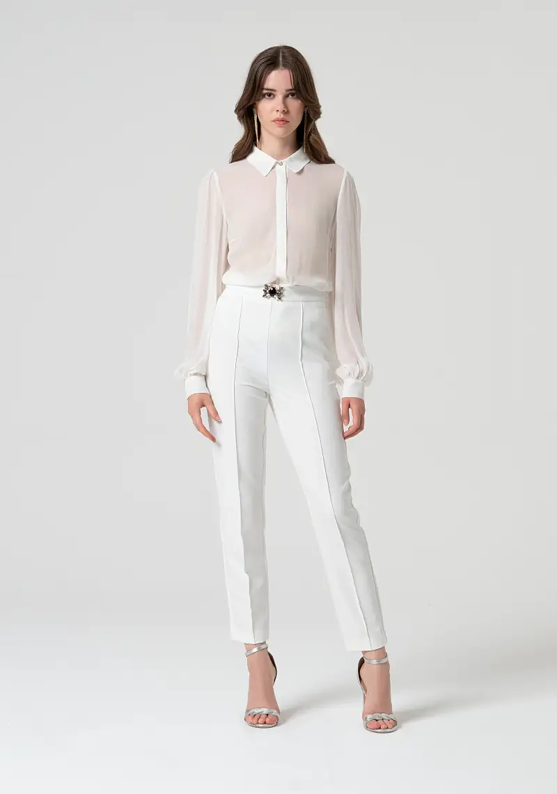 Pantaloni a sigaretta in crepe