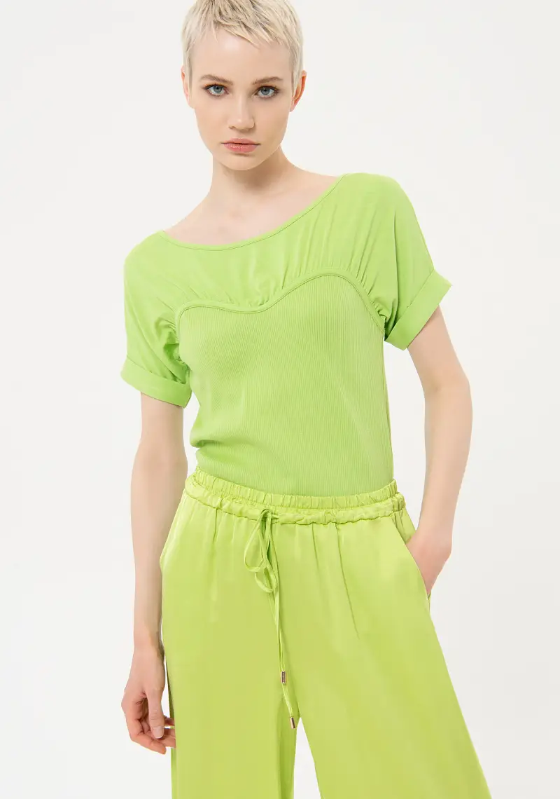 Pantaloni palazzo ampi in raso miniatura 2