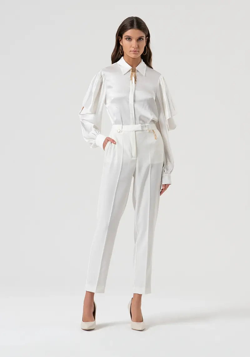 Pantaloni regular a sigaretta in tessuto stretch