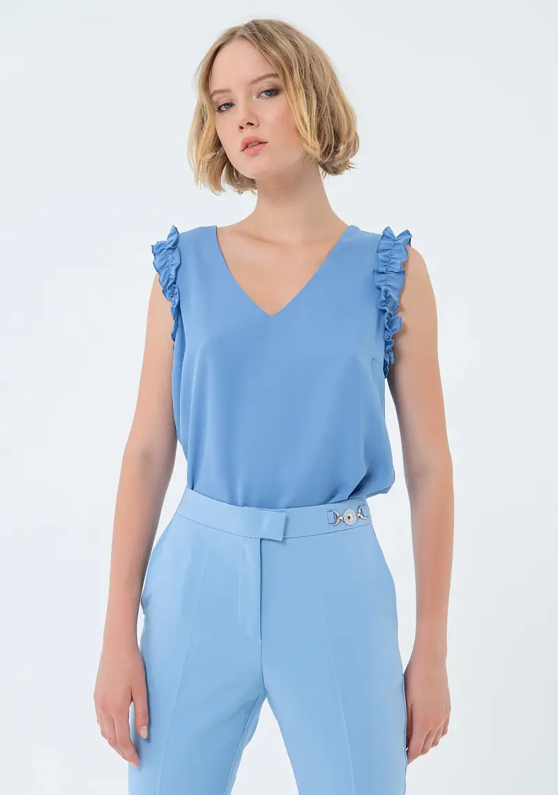 Pantaloni regular modello chino in tessuto tecnico miniatura 2