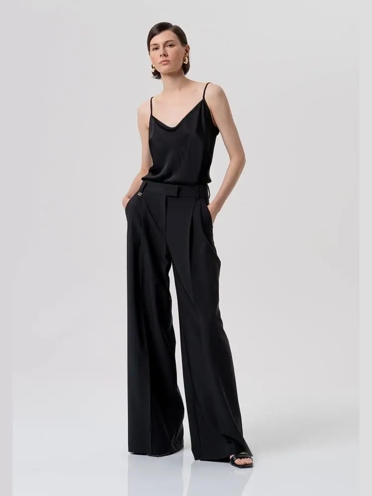 pantaloni sartoriali a vita alta e gamba ampia nero