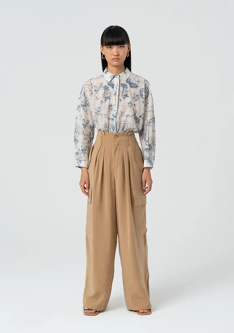 Pantaloni wide leg in fluido modal