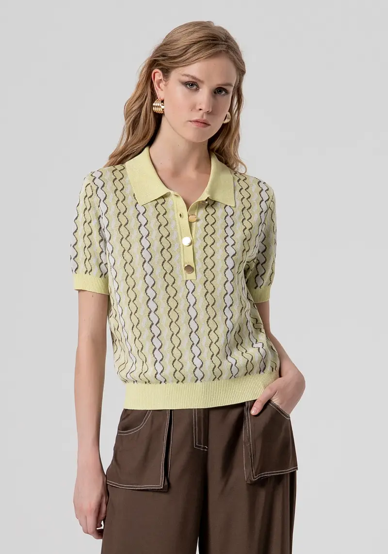 Polo regular in maglia con jacquard