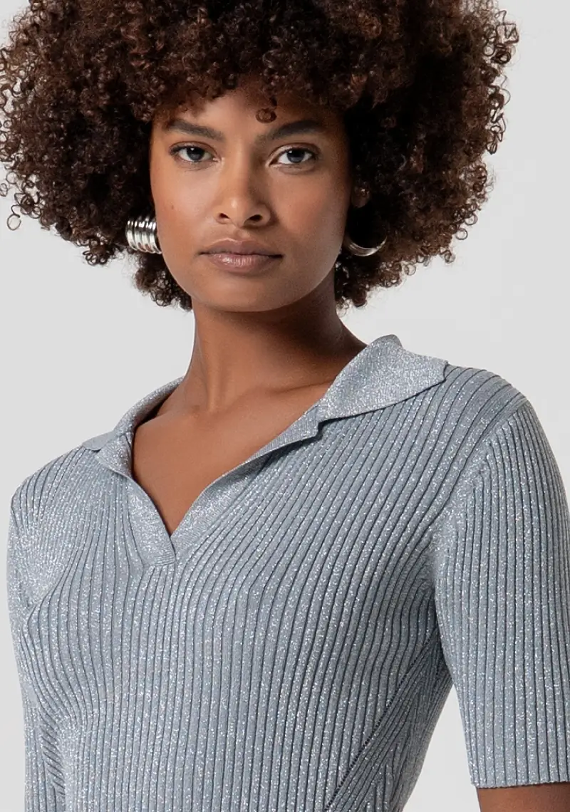 Fracomina Polo slim in maglia con lurex miniatura 2