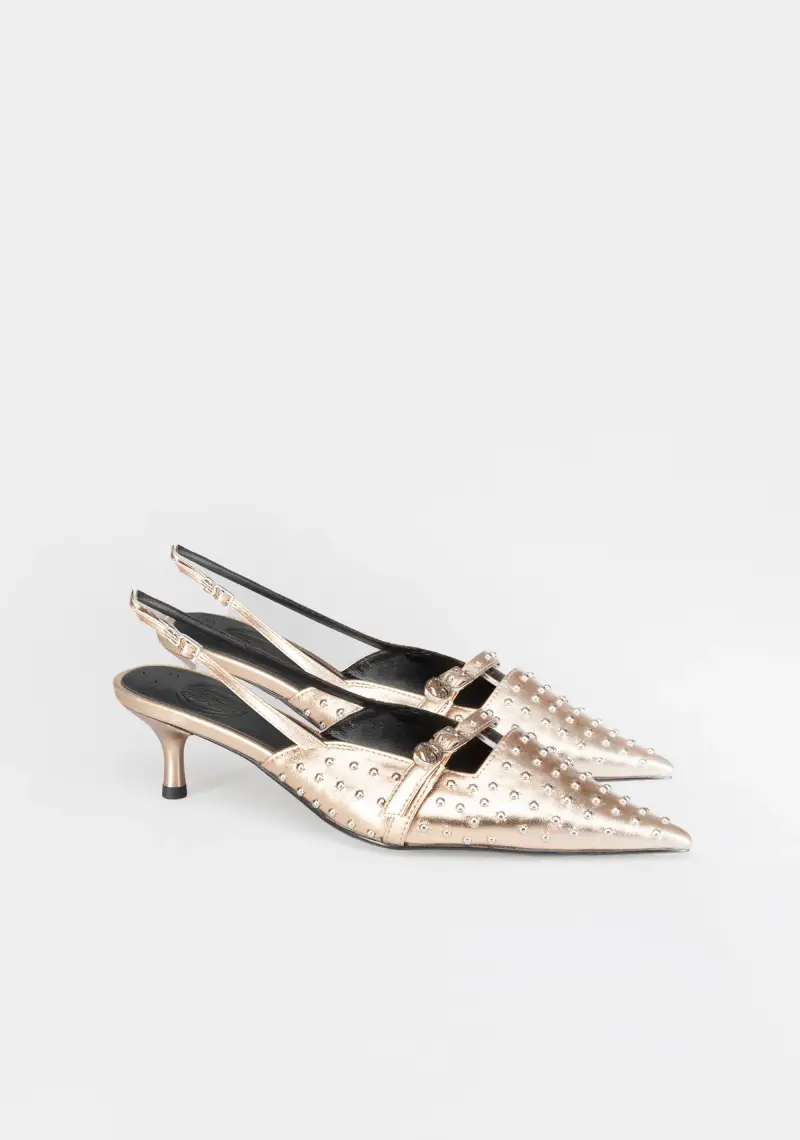 Slingback a Punta con Borchie Metalliche e Tacco Kitten Heel miniatura 2