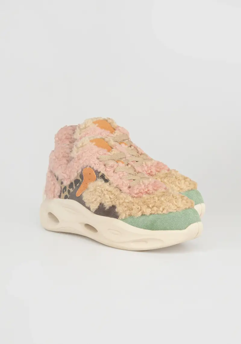 Sneakers con Patchwork di Texture e Colori Vibranti miniatura 2