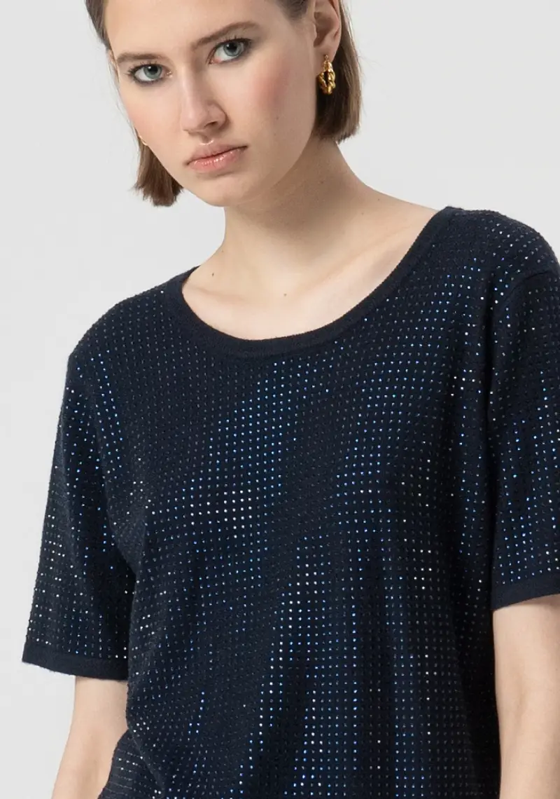 T-shirt regular con strass miniatura 2