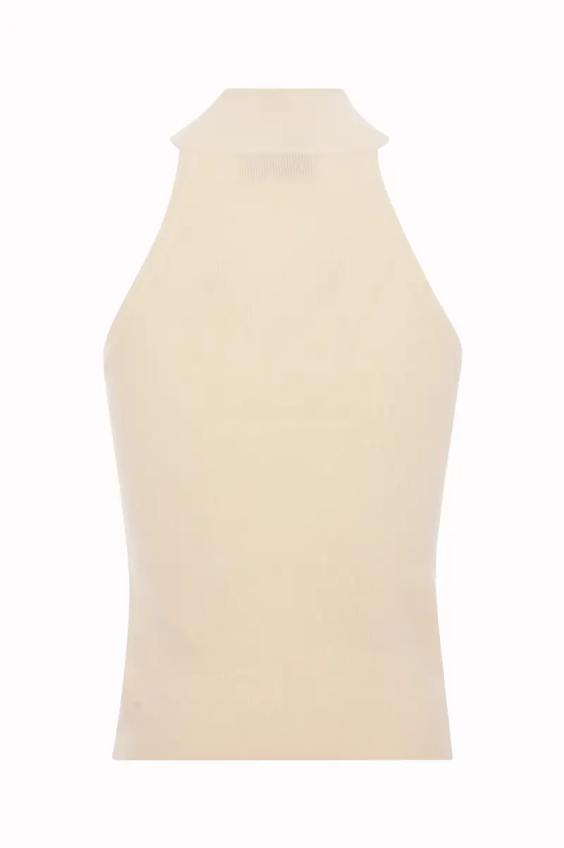 Top Scollo all Americana in Maglia a Coste con Strass miniatura 2