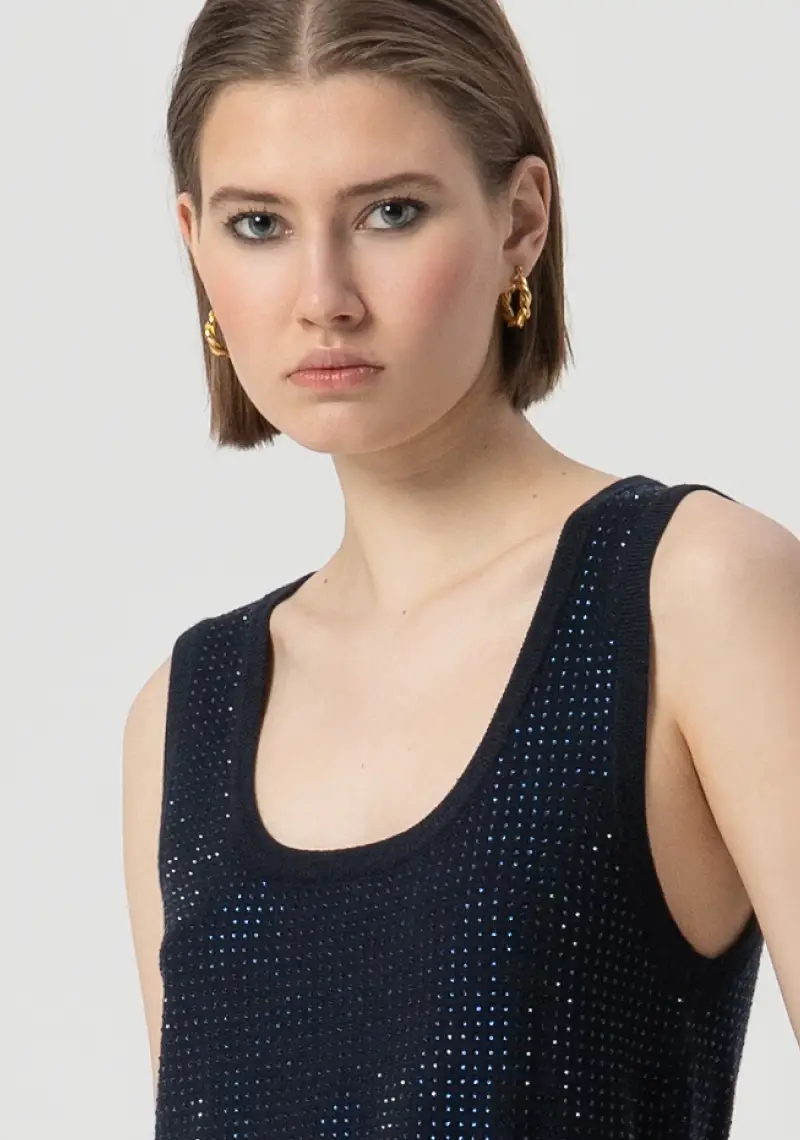 Top senza maniche con strass miniatura 2