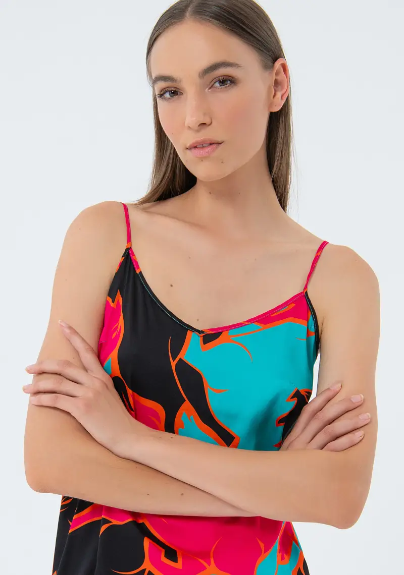 Top senza maniche in fantasia multi colore miniatura 2