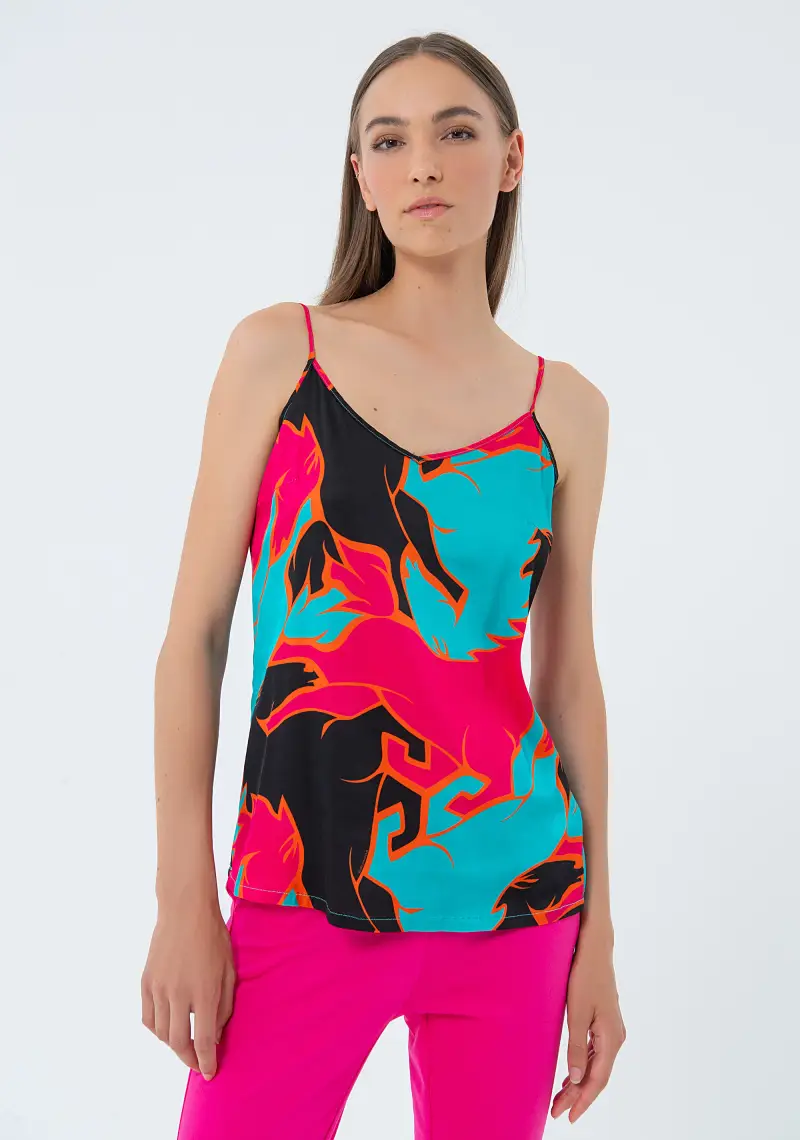 Top senza maniche in fantasia multi colore