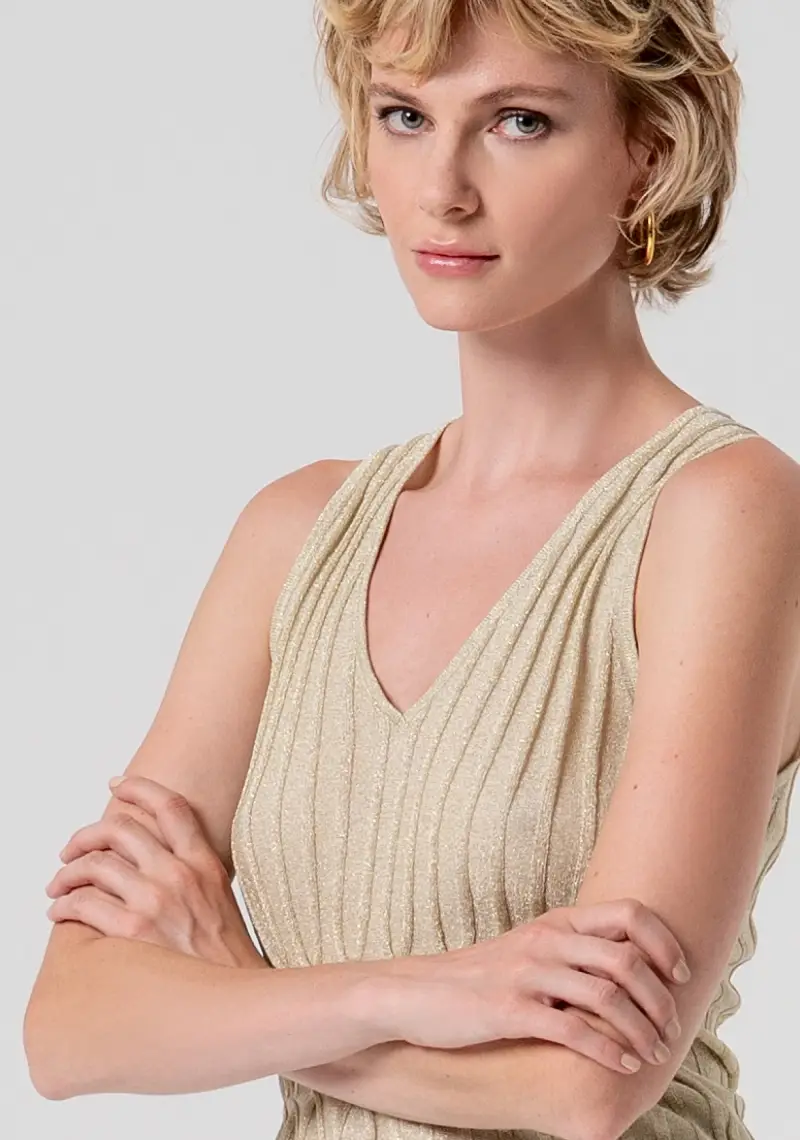 Fracomina Top senza maniche in maglia con lurex miniatura 2