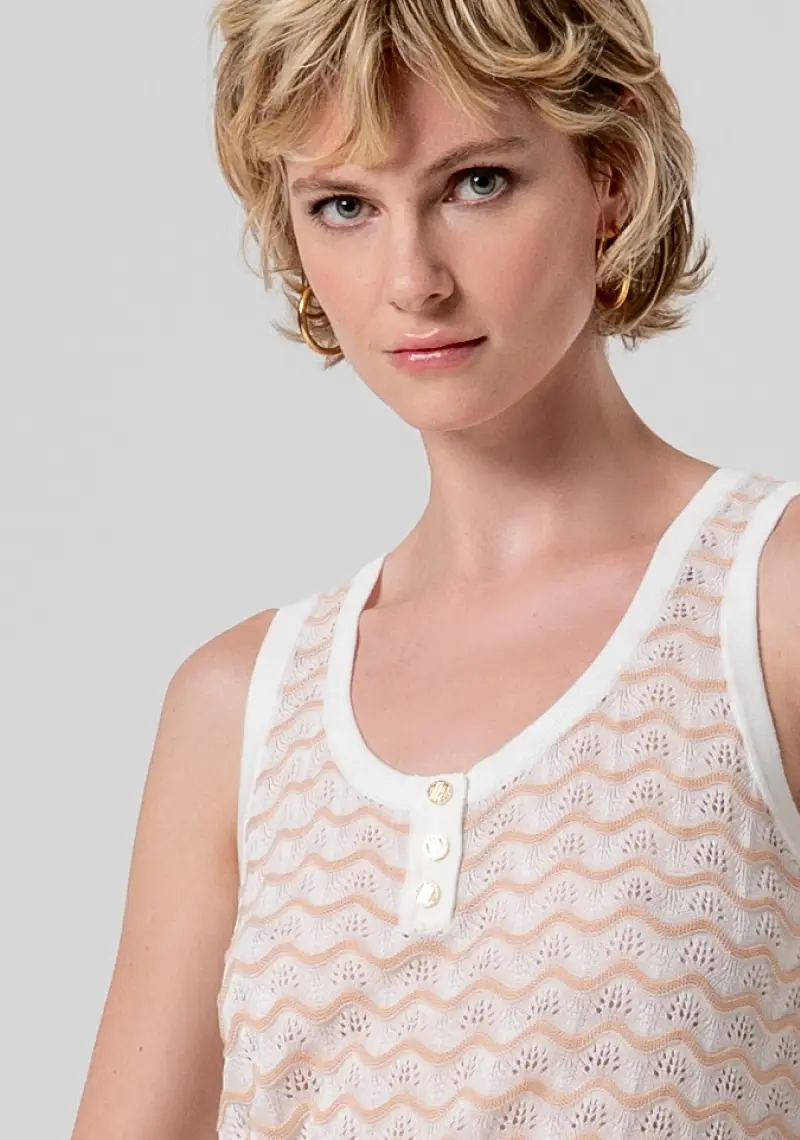 Fracomina Top senza maniche in maglia con punto traforato miniatura 2