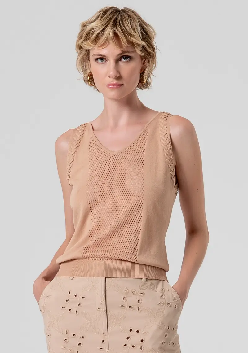 Top senza maniche in maglia