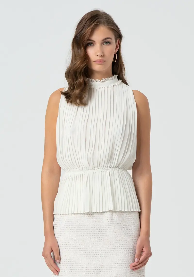 Top senza maniche plissettato