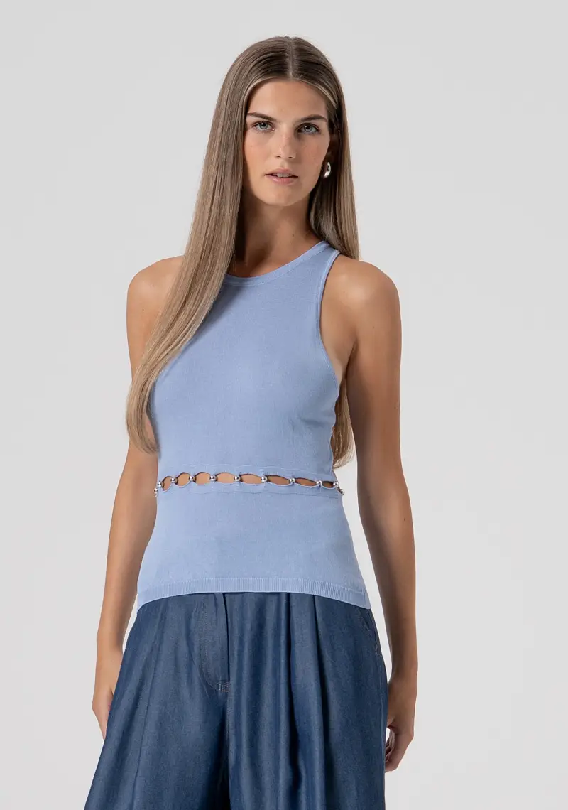 Top senza maniche slim in maglia