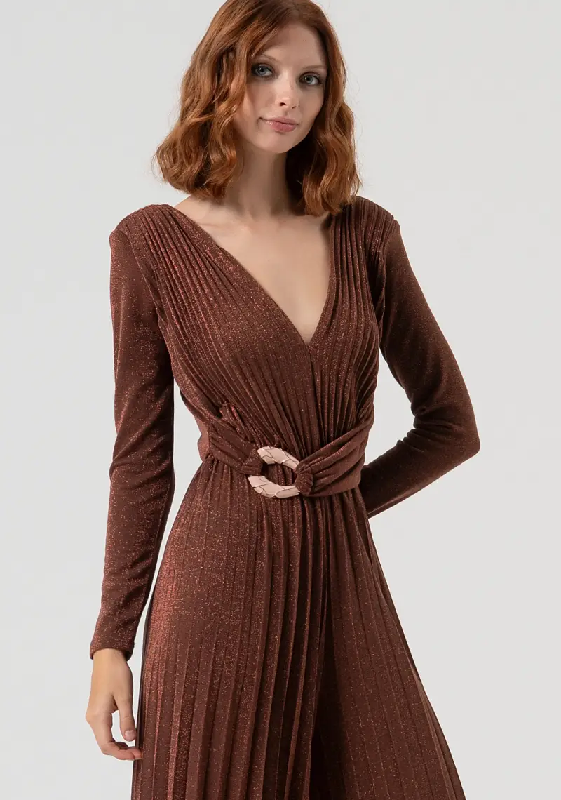 Tuta regular in tessuto plissettato miniatura 2