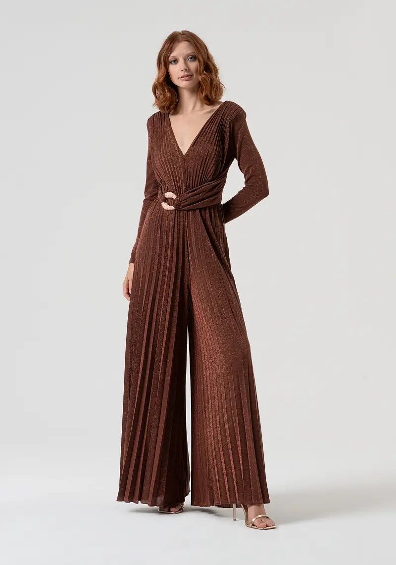 Tuta regular in tessuto plissettato