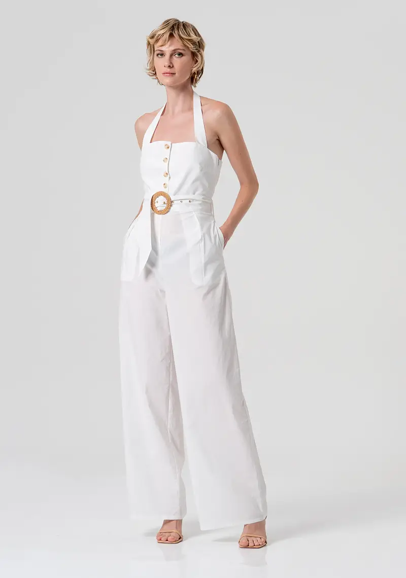 Tuta senza maniche lunga in cotone