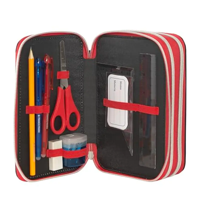 Franco Cosimo Panini ONE PIECE - Astuccio Scuola Ufficiale One Piece, Astuccio 3 Scomparti Bambino e Bambina con Set miniatura 3