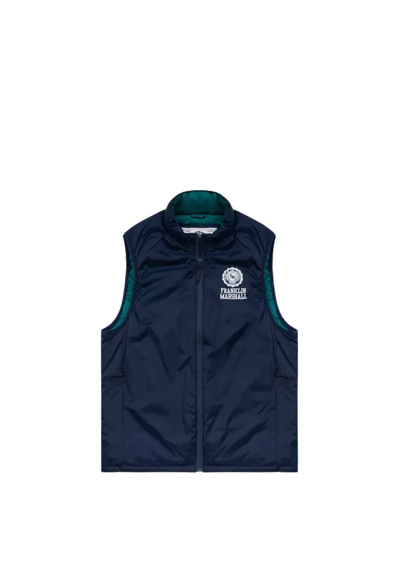 Gilet in recycled nylon stampa logo Crest - S / Blu