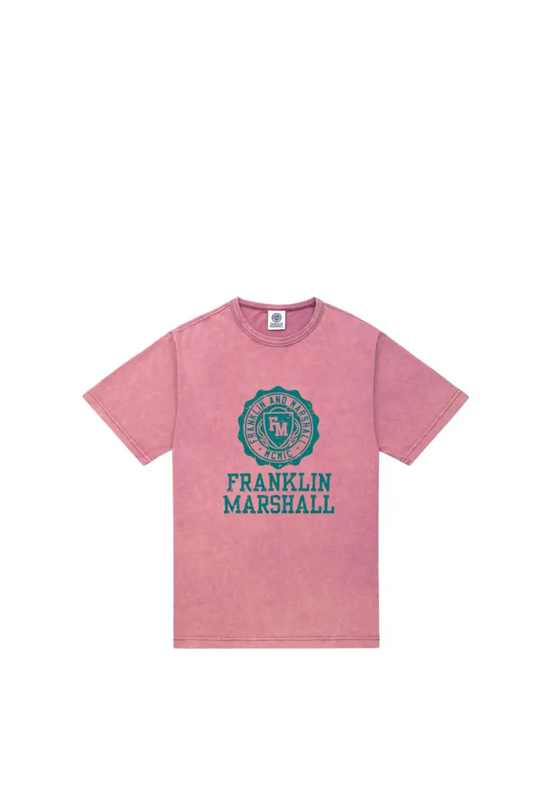 T-shirt tinto in capo acid wash con stampa logo Crest - S / Rosa