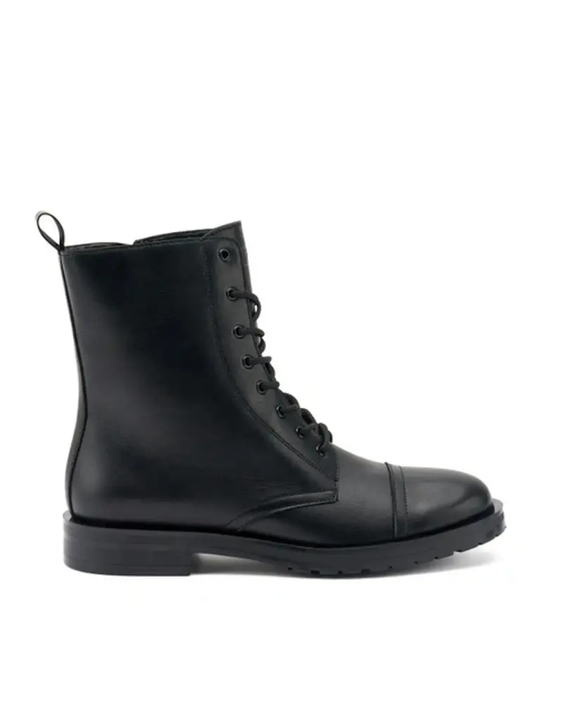 anfibi donna in pelle nero con zip 87n8