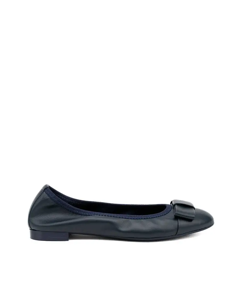 ballerina in nappa navy con fiocco in tinta 70p3 BLU