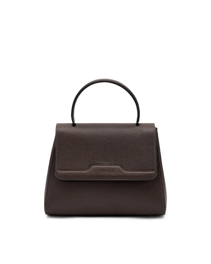 handbag rigida con maniglia in pelle chocolat b819 MARRONE