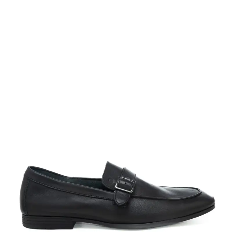 mocassini da uomo in pelle con fibbia frontale neri