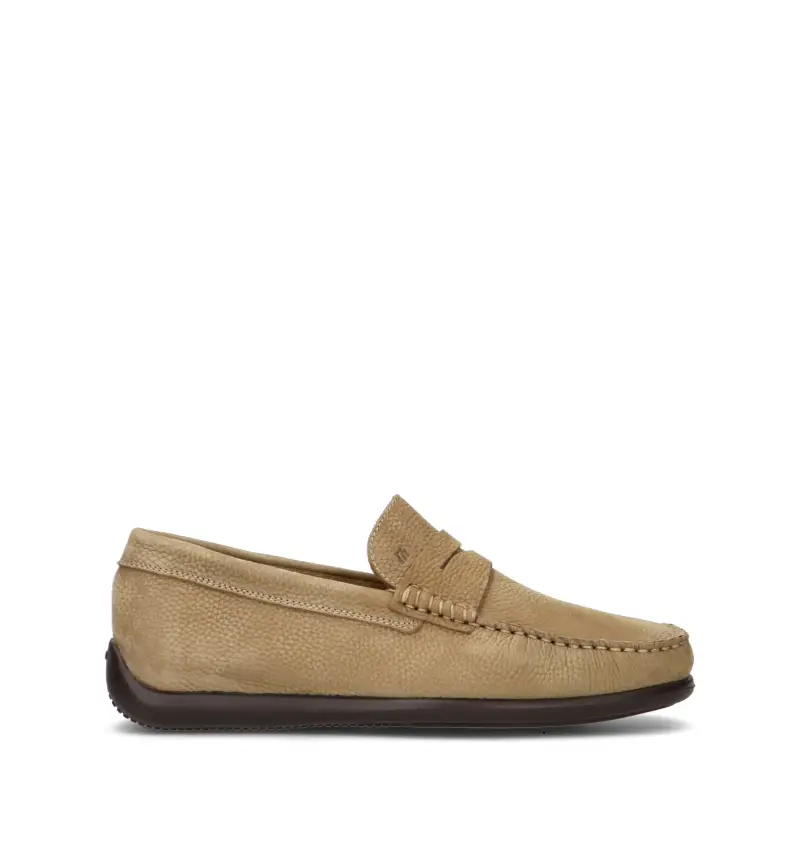 Mocassino uomo beige in pelle Vario