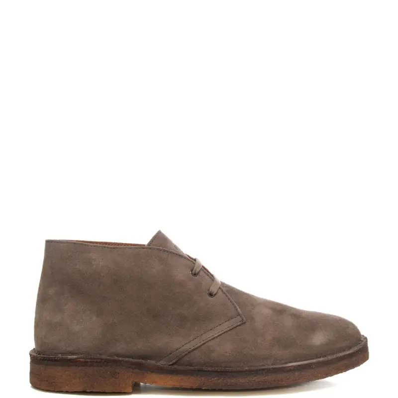 polacchino uomo stringato in camoscio con suola effetto invecchiato visone