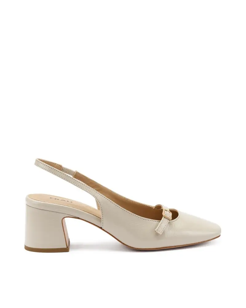 slingback in vernice ecrù con mini cinturino 79t7 BEIGE