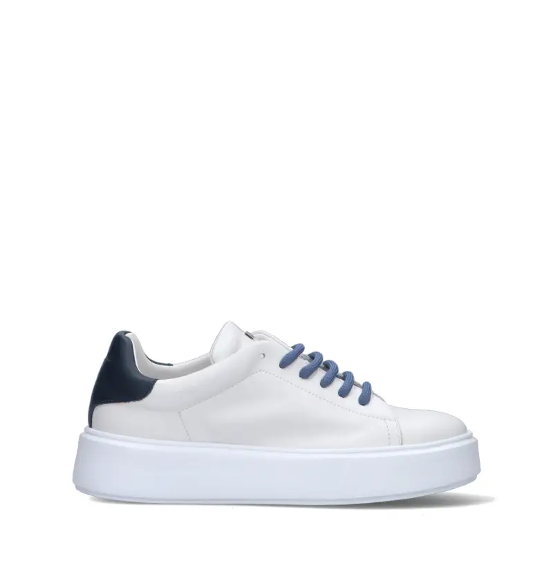 Sneaker donna bianca/blu in pelle Vario