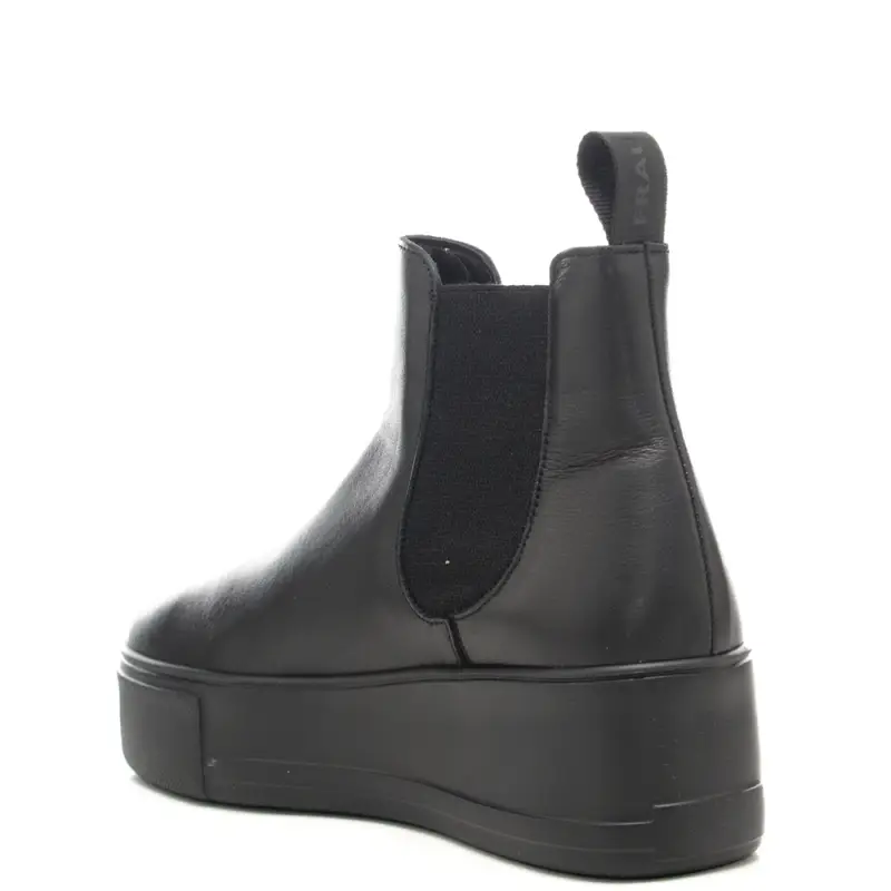 stivaletti da donna in pelle con elastici laterali neri miniatura 3