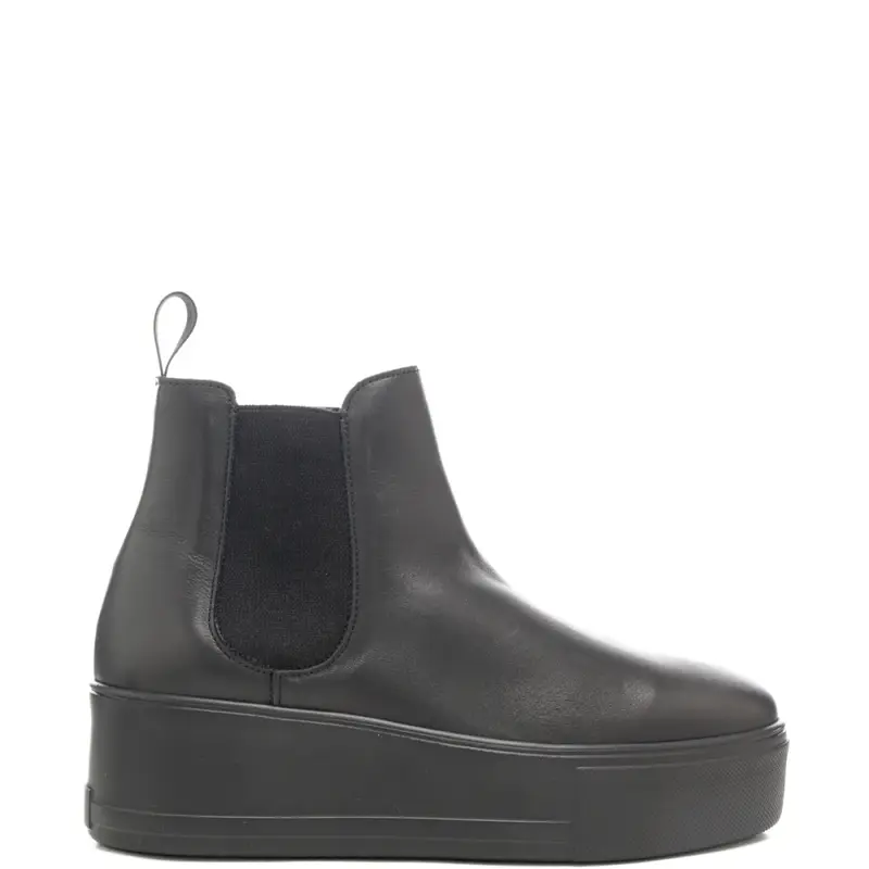 stivaletti da donna in pelle con elastici laterali neri