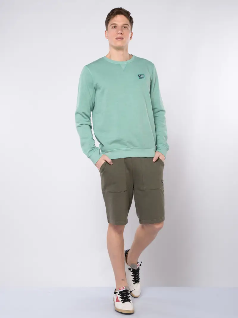 bermuda da uomo Fred Mello in felpa con logo Verde miniatura 2