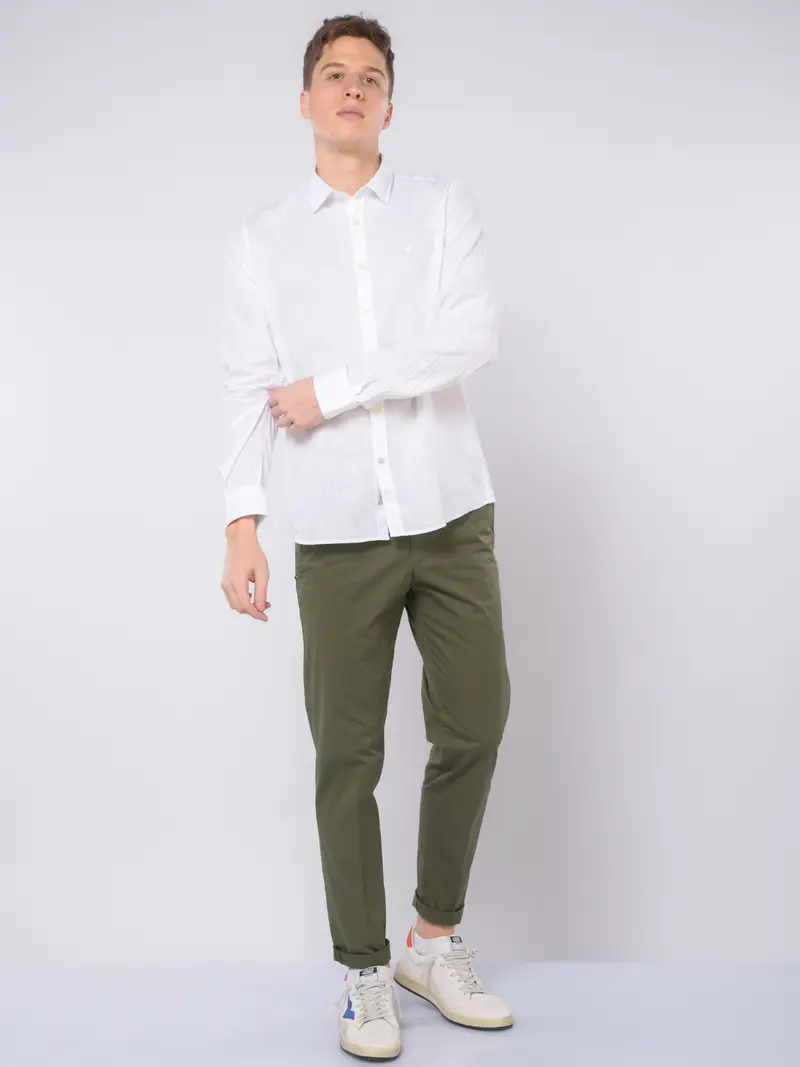 camicia da uomo Fred Mello in cotone e lino con logo Bianco miniatura 2