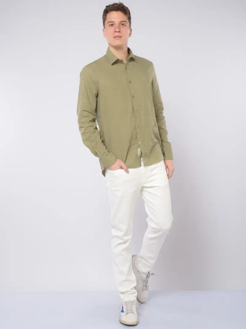 camicia da uomo Fred Mello in cotone e lino con logo Verde miniatura 2