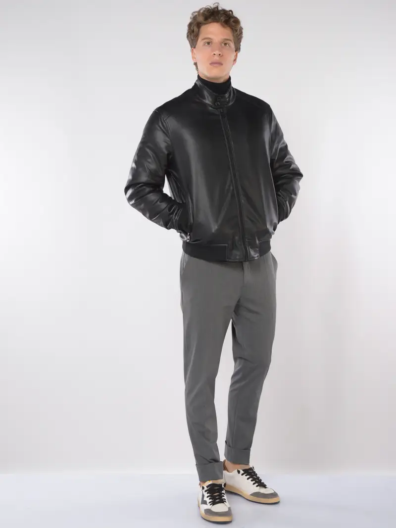 giubbino da uomo Fred Mello bike in ecopelle NERO miniatura 2