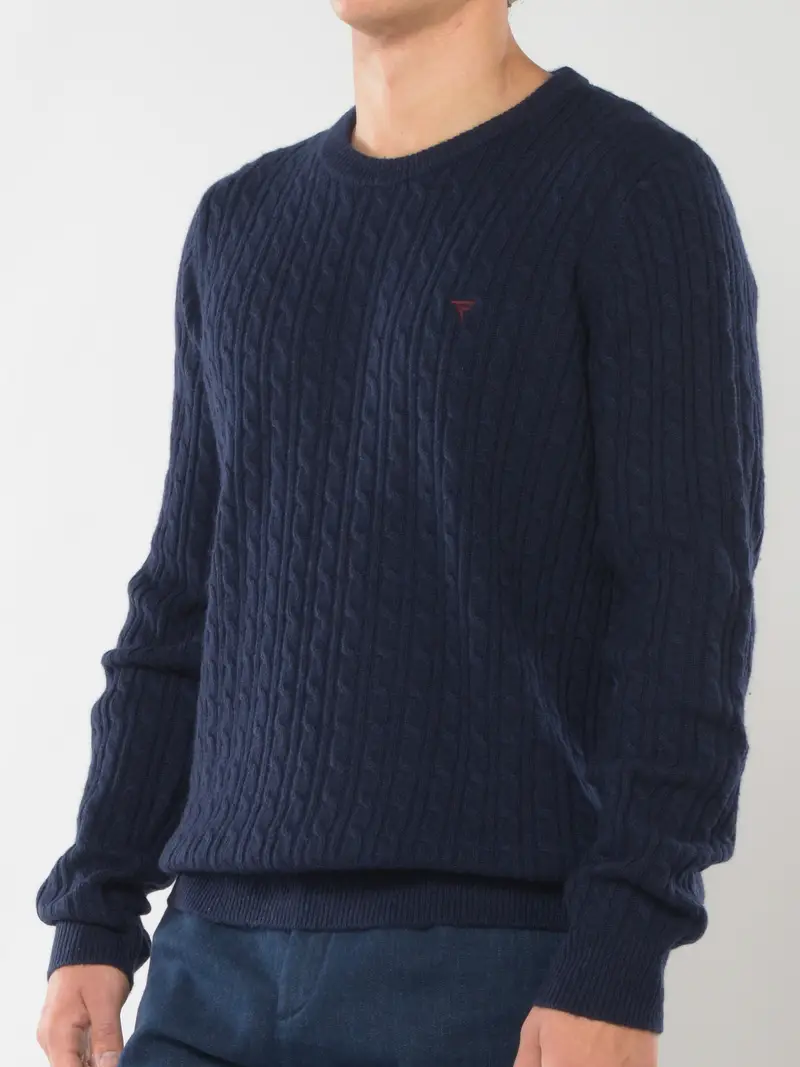 maglia da uomo Fred Mello a trecce con logo Blu