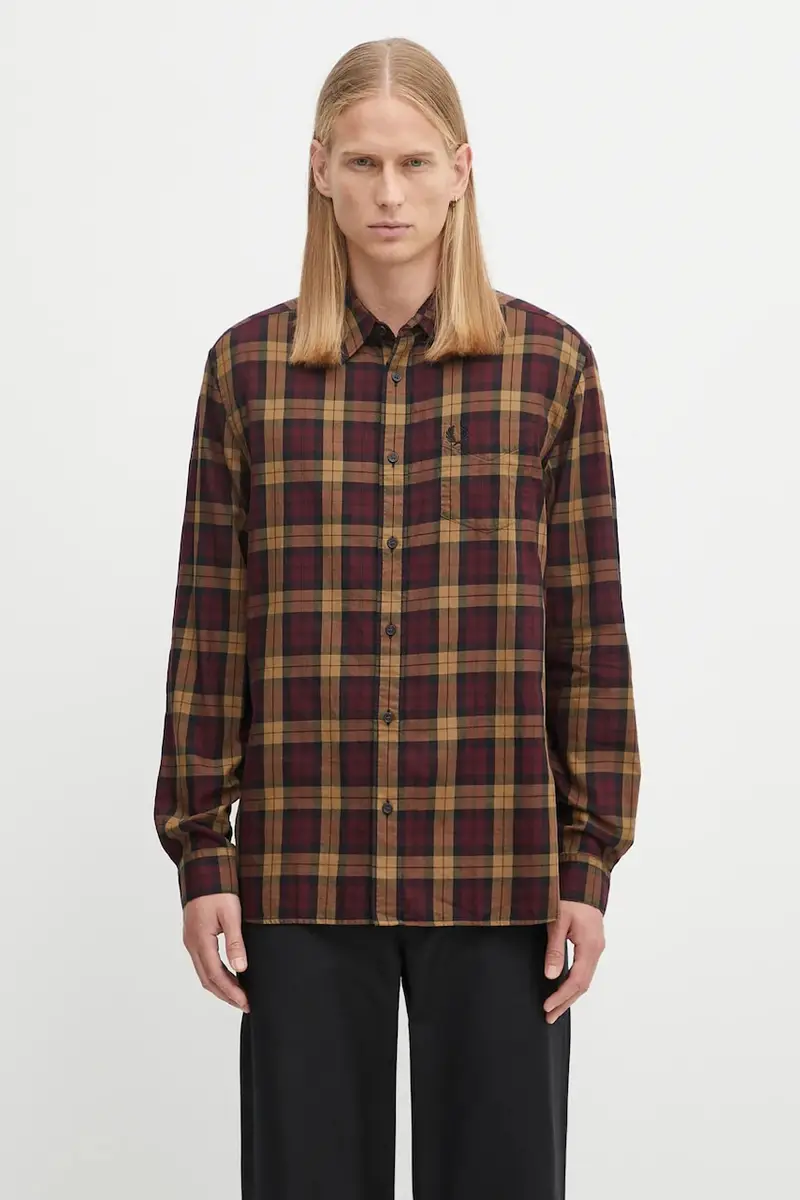 camicia in cotone uomo colore granata M1742